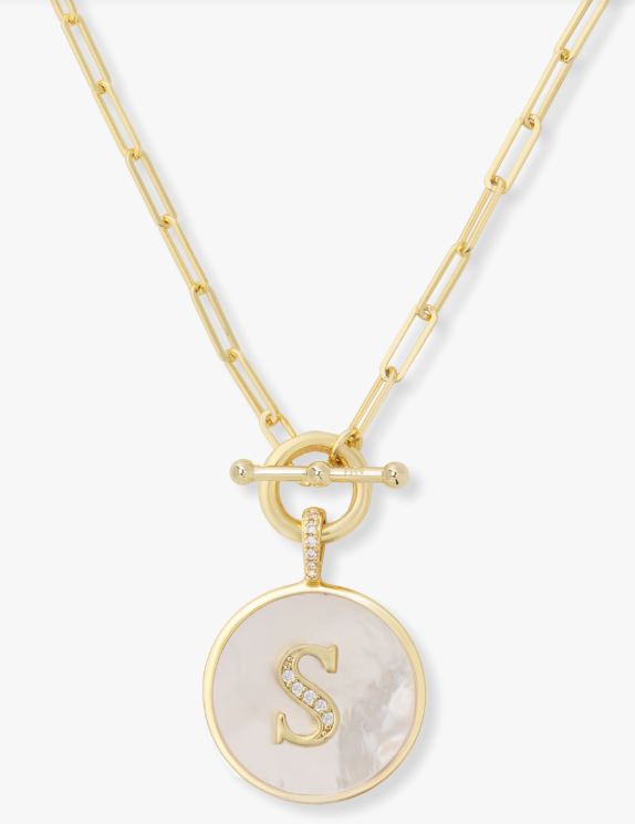 S Love Letters Medallion Necklace - GOLD