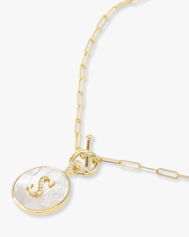 S Love Letters Medallion Necklace - GOLD
