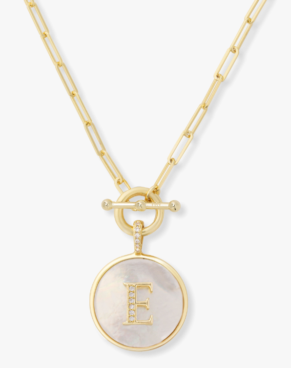 E Love Letters Medallion Necklace - GOLD