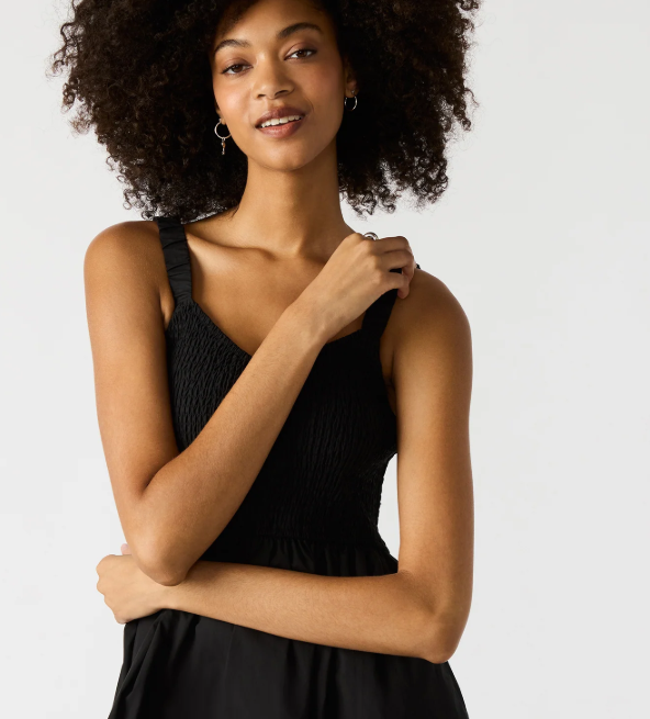 Fleur Flowy Midi Dress- Black - Xs