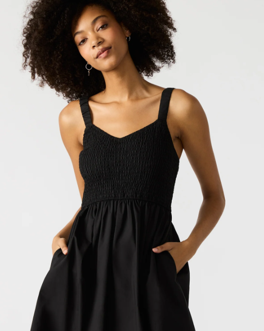 Fleur Flowy Midi Dress- Black