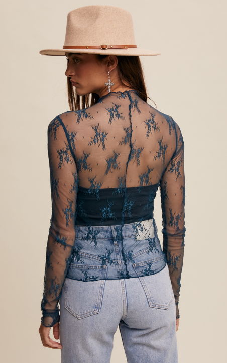 Imani Lace Layer Top- Teal - Xs