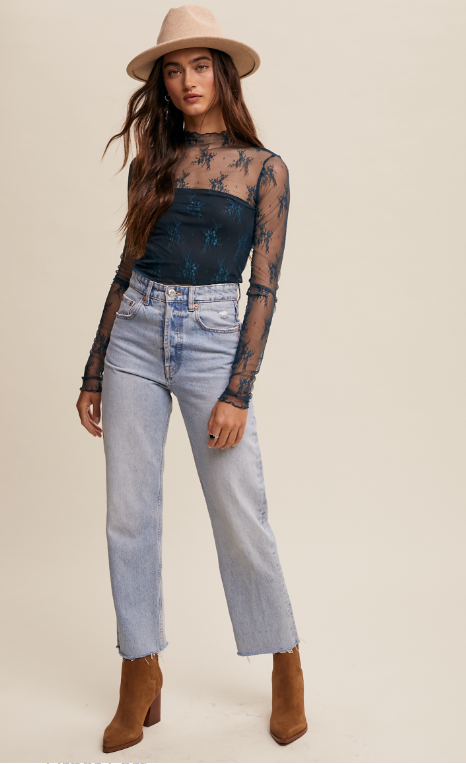 Imani Lace Layer Top- Teal - Xs