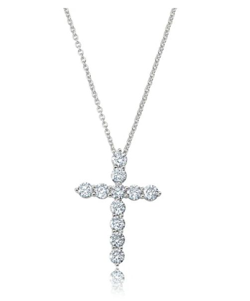 Brilliant Round Cross Necklace in Platinum