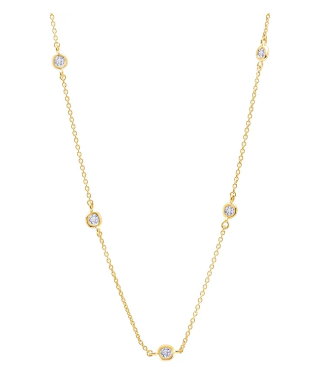Bezel 16" Necklace Finished in 18kt Yellow Gold -2mm