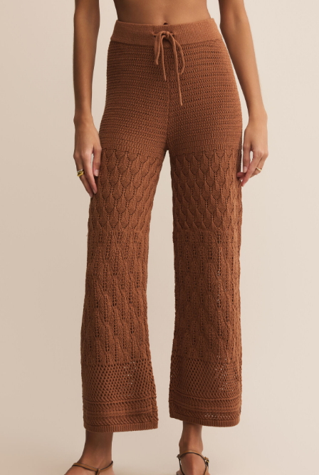Adia Crochet Pant- Teakwood - M