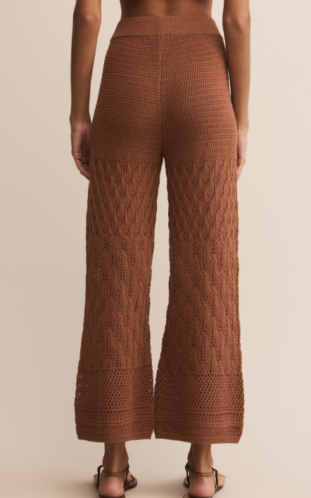 Adia Crochet Pant- Teakwood