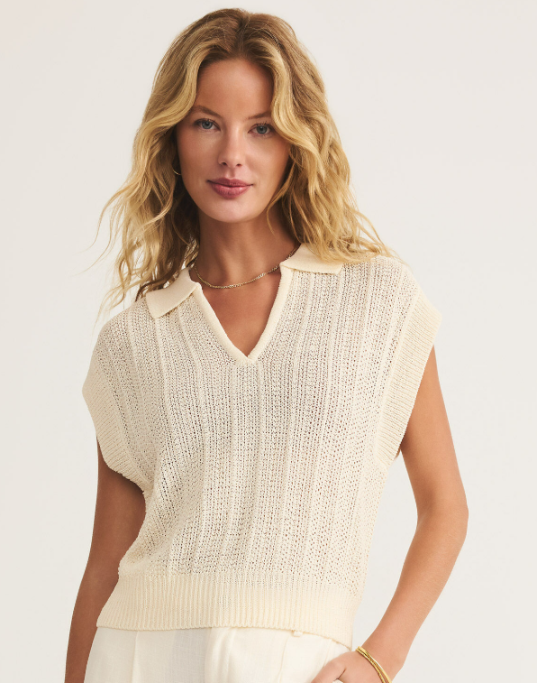 Lauden Polo Top- Sea Salt - L