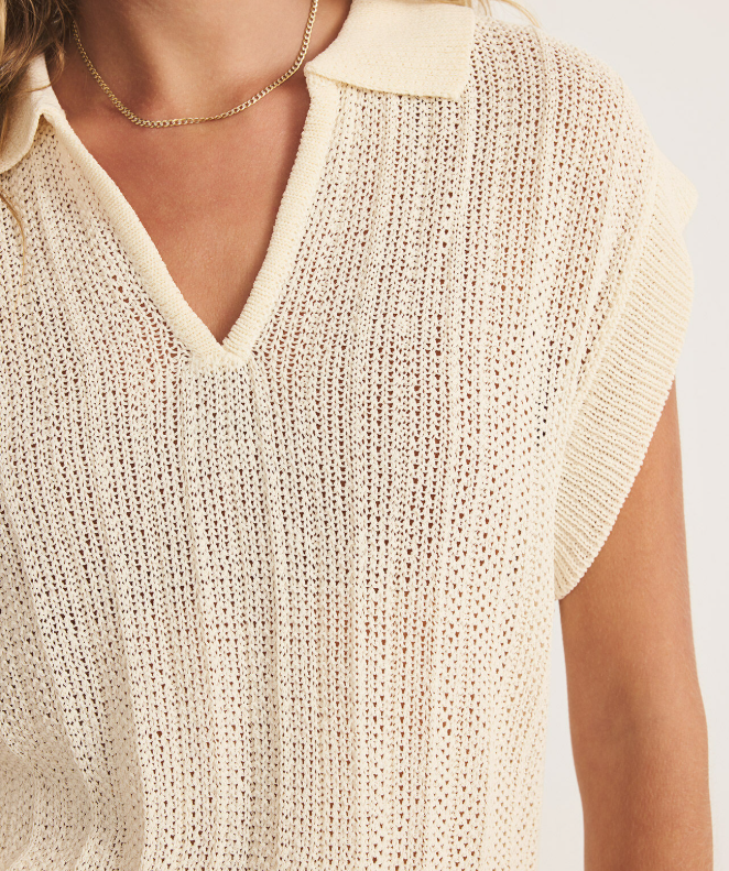 Lauden Polo Top- Sea Salt - Xs