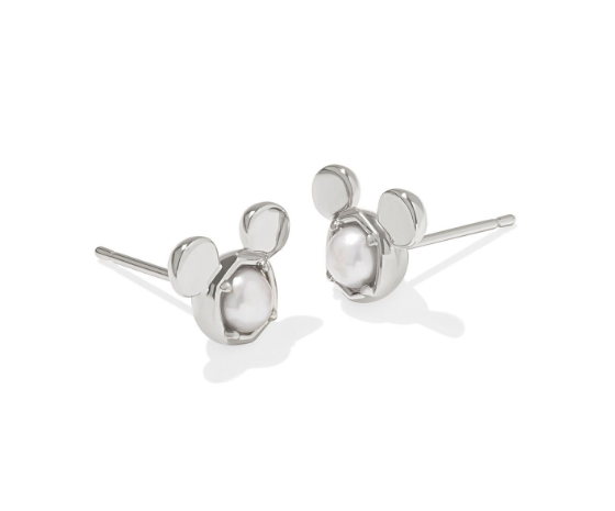 Mickey Mouse Stud Ear Rhod White Pearl