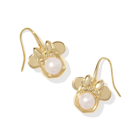 Minnie Mouse Drop Ear Gold White Pearl