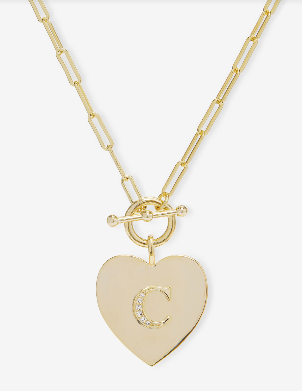 C Love Letters Heart Medallion Necklace- GOLD