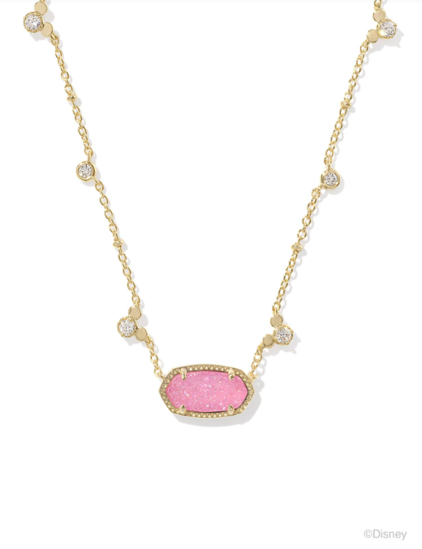Mickey Mouse Elisa Necklace Gold Hot Pink Drusy