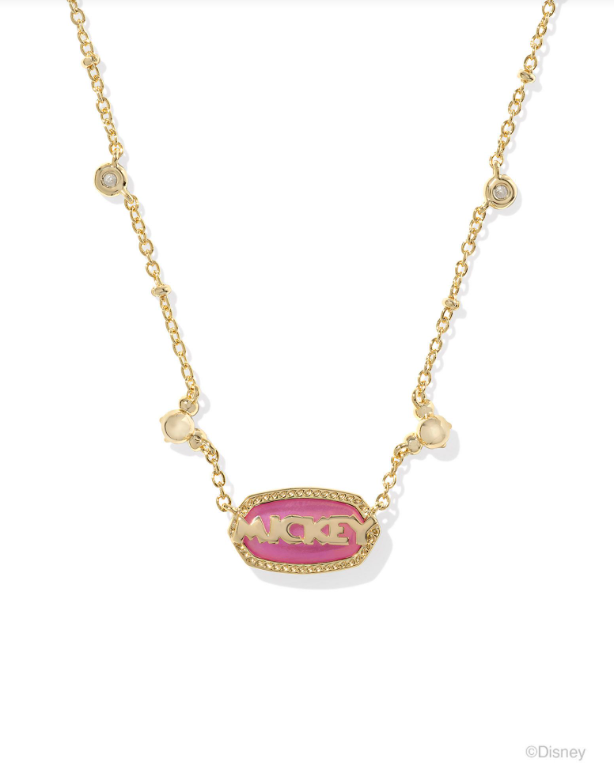 Mickey Mouse Elisa Necklace Gold Hot Pink Drusy