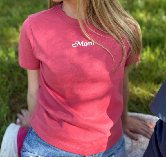 Mom Emb Tee- Red