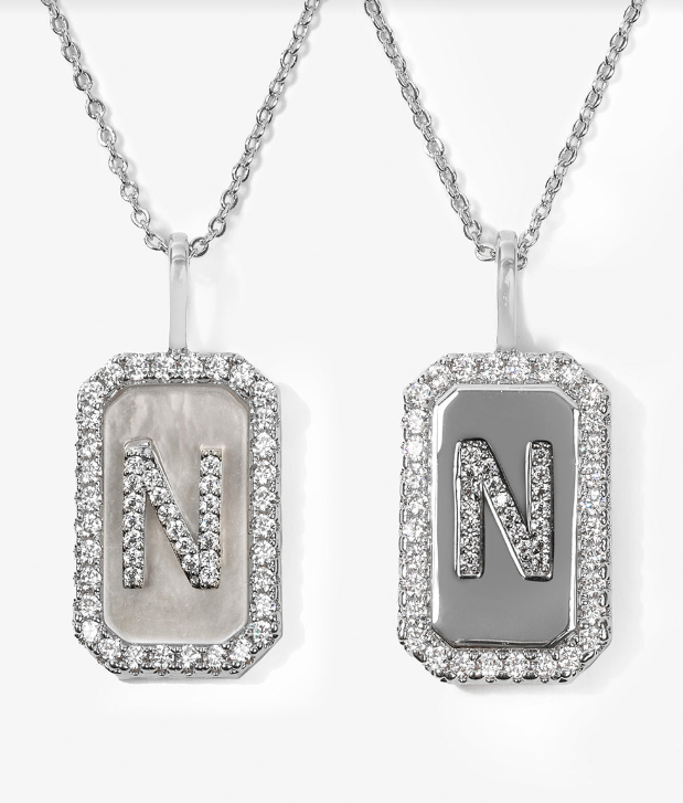 N Love Letters Double-Sided Necklace- Silver