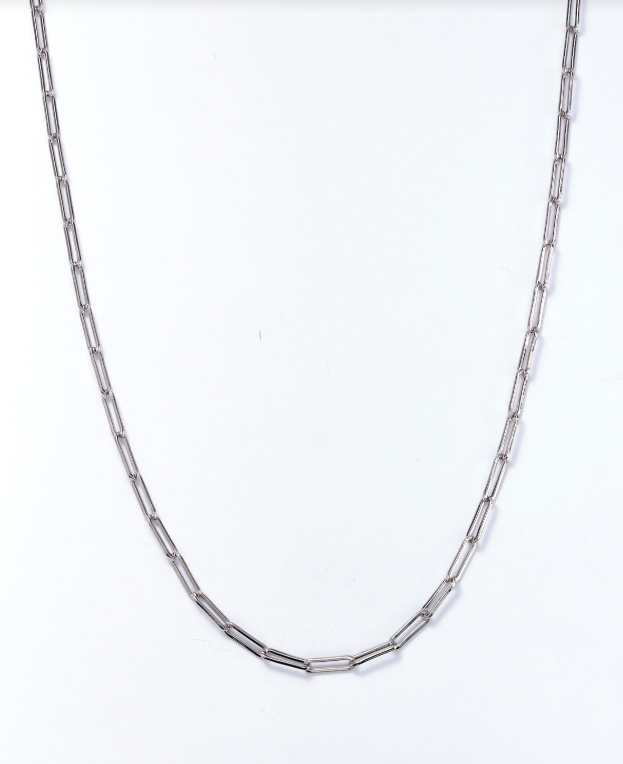 Baby Samantha Chain Necklace- Silver White