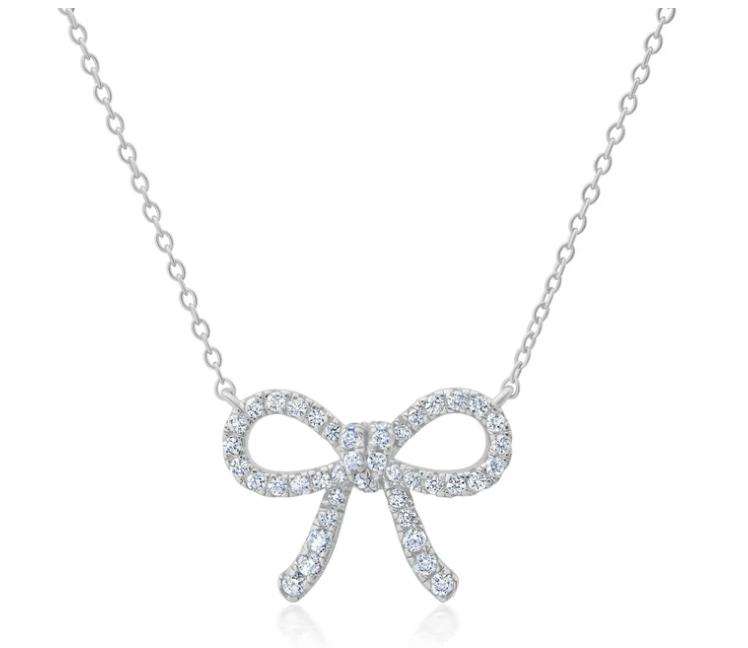 Fairytale Bow Necklace- Platinum
