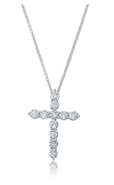 Brilliant Round Cross Necklace in Platinum