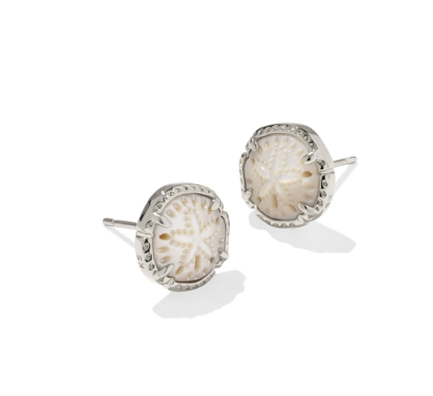 Sand Dollar Stud Ear Rhod Natural Mop