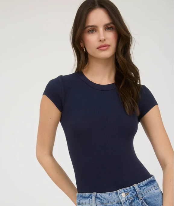 Nick Round Neck Bodysuit- Navy - S