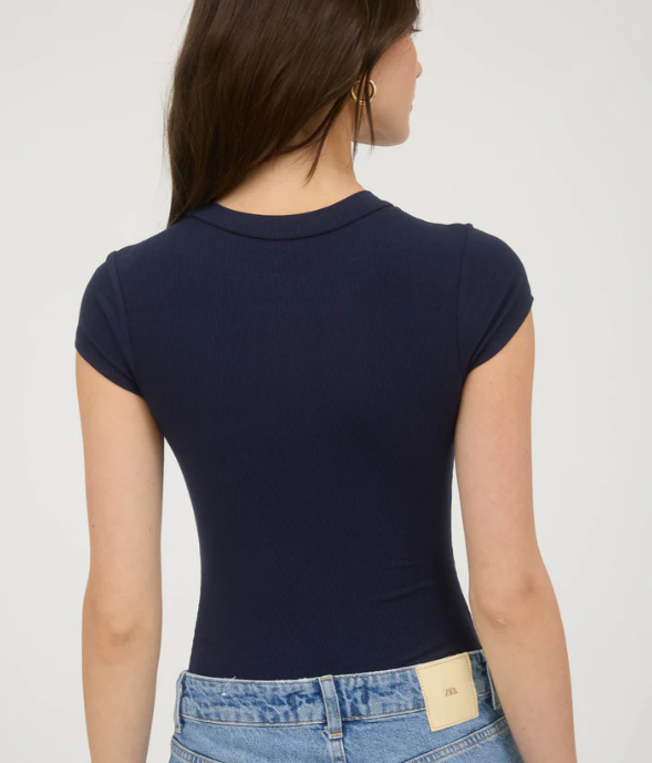 Nick Round Neck Bodysuit- Navy - S