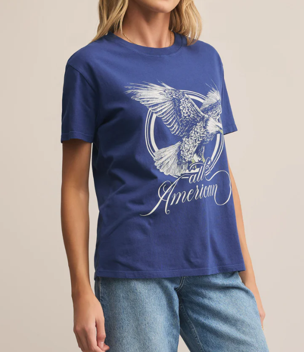 All American Boyfriend Tee- Yacht Blue - Xs