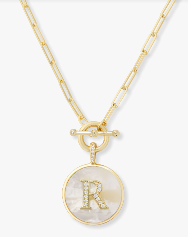 R Love Letters Medallion Necklace- GOLD