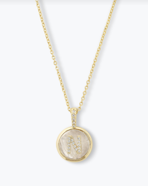 N Baby Love Letters Medallion Necklace