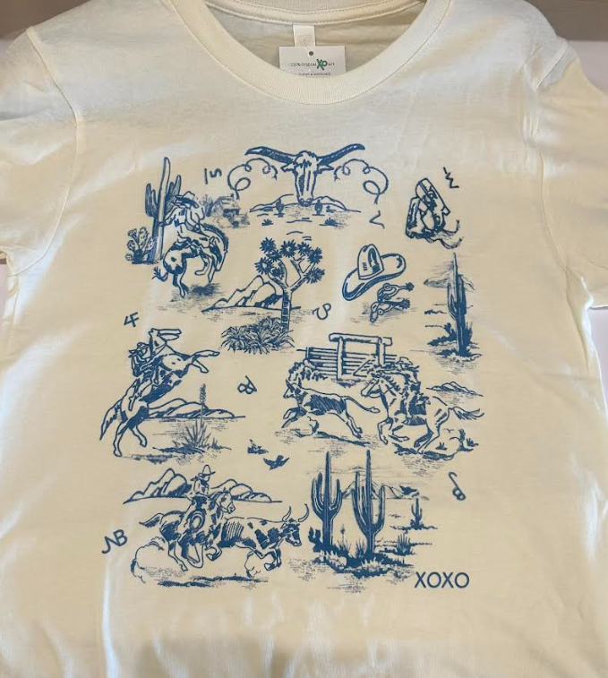 Western Toile Denim Tee- Natural