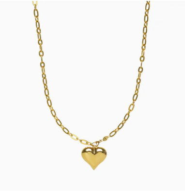 Adjustable Gold Statement Waterproof Heart Necklace