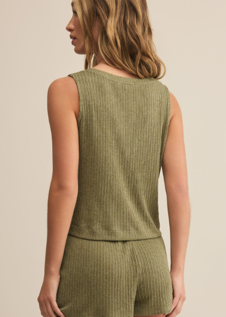 Sloane V-Neck Rib Tank - Fern