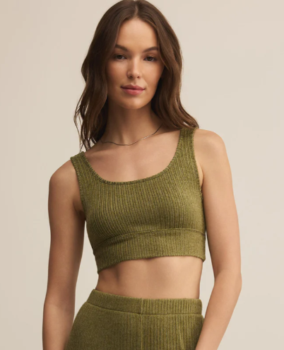 Zoe Mini Rib Tank Bra - Fern - Sm