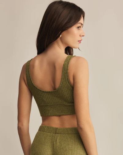 Zoe Mini Rib Tank Bra - Fern