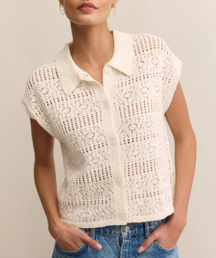Kinsley Sweater Top - White - Lg
