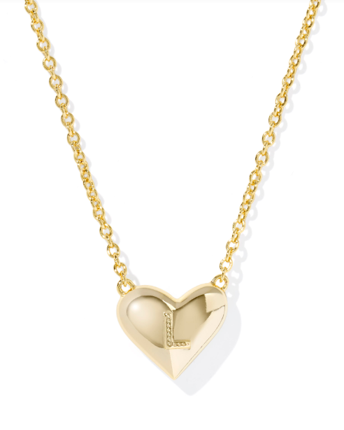 Heart Letter L Short Pendant Necklace Gold Ivory Mother Of Pearl