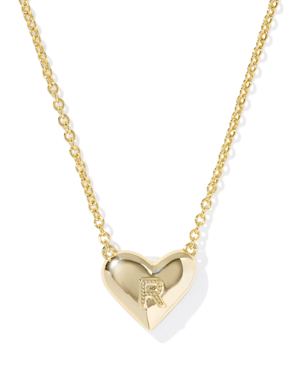 Heart Letter R Short Pendant Necklace Gold Ivory Mother Of Pearl