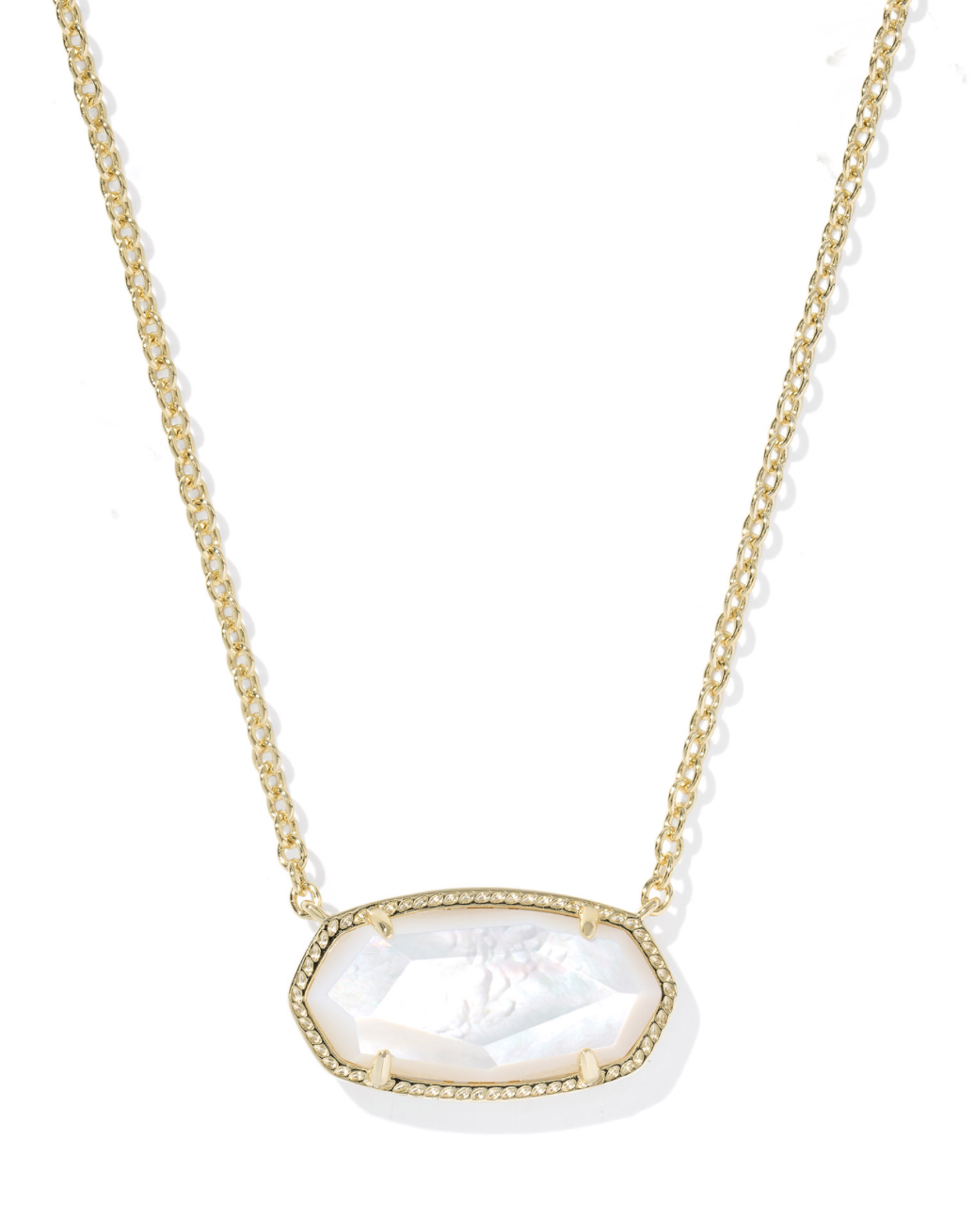 Elisa Statement Short Pendant Necklace Gold Ivory Mother Of Pearl