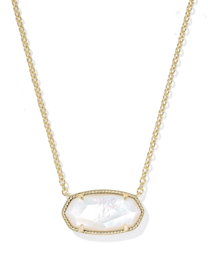 Elisa Statement Short Pendant Necklace Gold Ivory Mother Of Pearl