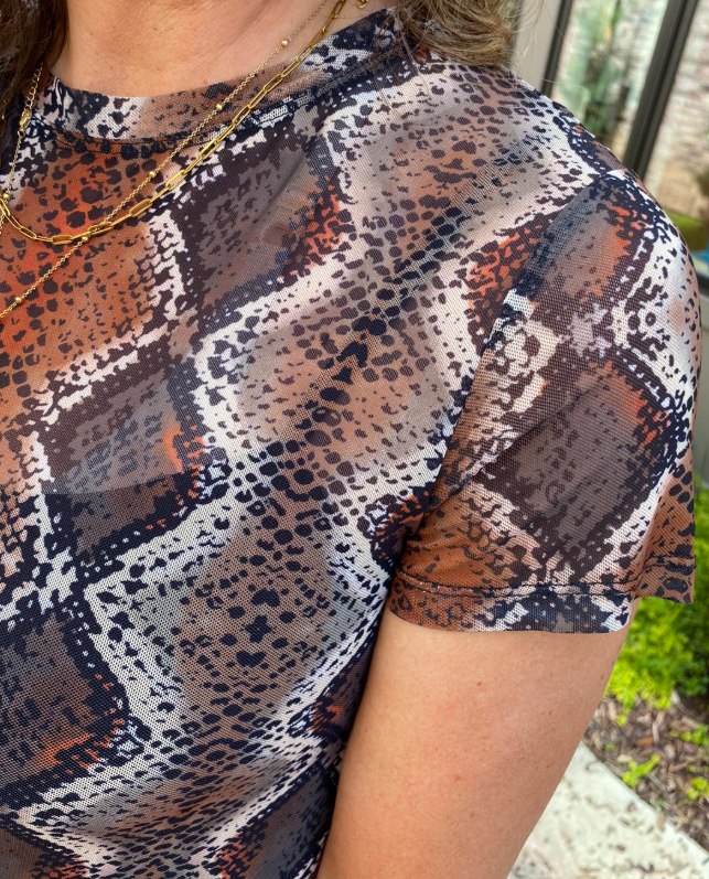 Nola Reptile Print Midi Dress - Bronze