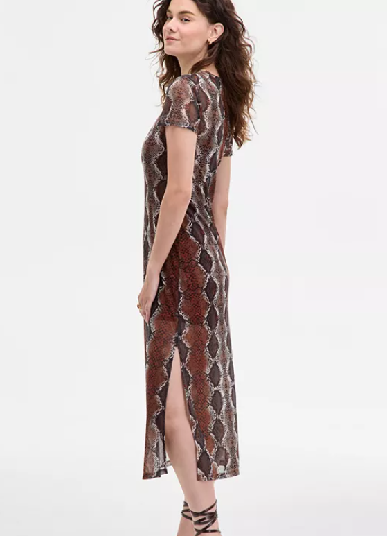 Nola Reptile Print Midi Dress - Bronze - Xs