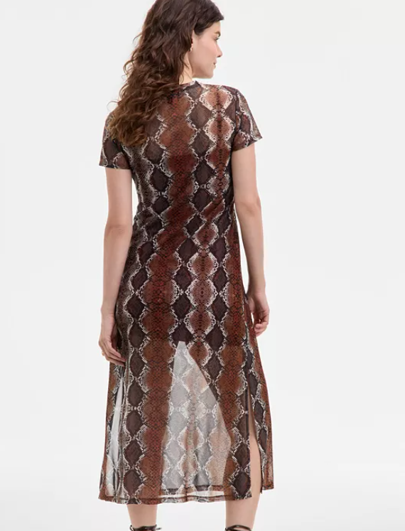 Nola Reptile Print Midi Dress - Bronze