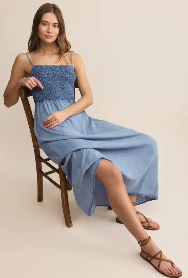 Bayside Chambray Midi Dress - Medium Chambray