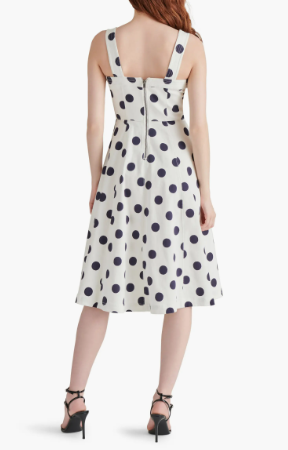 Dolly Polka Dot Dress Midi Dress - White/Navy - 0