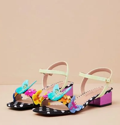 Emerry Black Multi 3D Applique Low Heel Sandals - 6