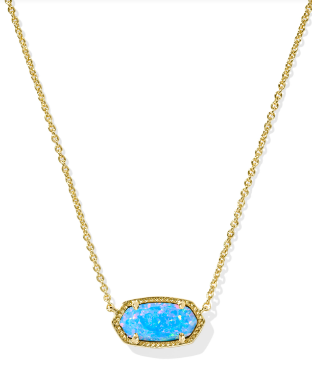 Elisa Pendant Necklace Gold Periwinkle Kyocera Opal