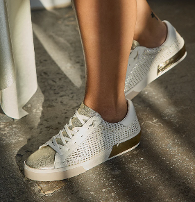 Zina Woven Sneaker - Bone/Gold