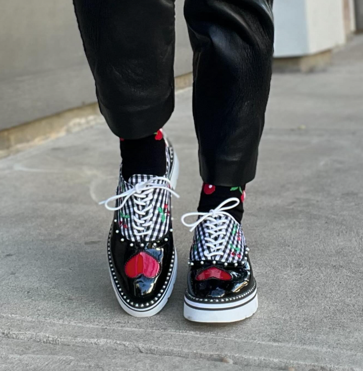 Abbott Oxford- Blk/Wht/Multi - 6.5