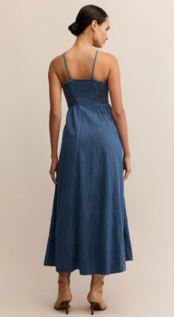 Angel Eyes Denim Midi Dress- Medium Indigo