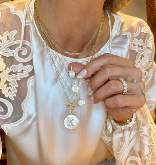 N Baby Love Letters Medallion Necklace